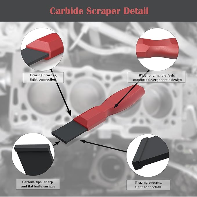 Carbide Scraper, Super Carbide Gasket Scraper for Metal and Automotive, 1-1/4 Inch Carbide Scraper Set (1-Piece)