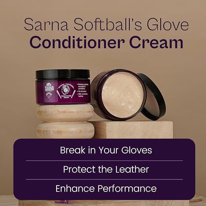 SARNA BASEBALL Glove Conditioner, Cream, 4 Oz – Break in Faster, Keep Leather Maintained – Glove Conditioner for Mitts & Softball Gear Made in USA