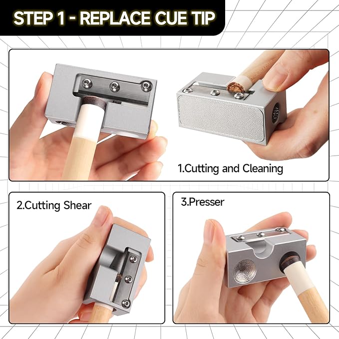 GSE Games & Sports Expert Billiard Pool Cue Tip Tool, Stick Scuffer/Shaper/Aerator/Joint Protector Tool, Billiard Accessories