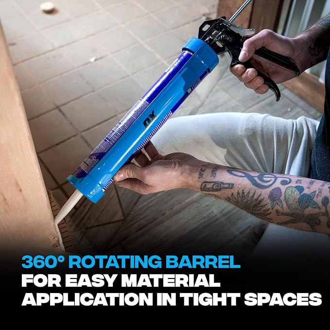 OX Pro 29 Ounce Heavy Duty Caulk Gun - 18:1 Thrust Ratio 360-Degree Rotating Barrel Caulking Gun - Steel and Aluminum Construction with Ergonomic Handle Caulking Tool OX-T046502