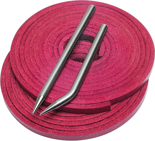 Softball Baseball Glove Lace, Mitt Lace Repair Kit Includes 2 Leather Laces and Lacing Needle for Catcher's Glove