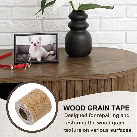 PATIKIL Wood Grain Tape 2" x 32 ft, Self-Adhesive Wood Texture Repair Tape Realistic Wooden Effect Patch for Furniture Cabinets Floor Walls, Yellow Teak
