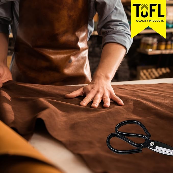 TOFL Genuine Leather Strap | Top Grain Cowhide Strip – Tan | 72" L x 5/8" W x 1/16" Thick | Suede Backing | Leather Craft Supplies | Leatherworking & DIY Repair Projects | 4-5 oz