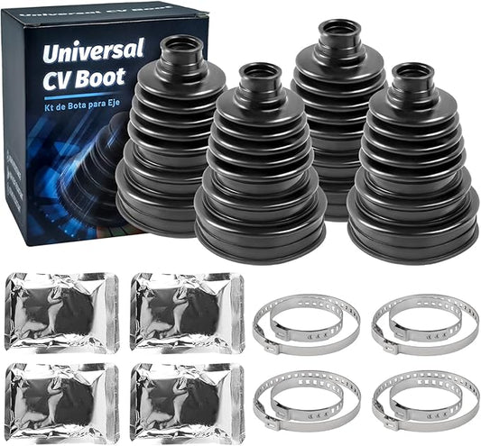 4PCS CV Boot, Silicone CV Axle Boot Repair Kit, fits 26mm-34mm Shaft, 125mm Height, Universal Tie Rod Boot for Most Vehicle, CV Joint Gaiter Boot Replacement Kit