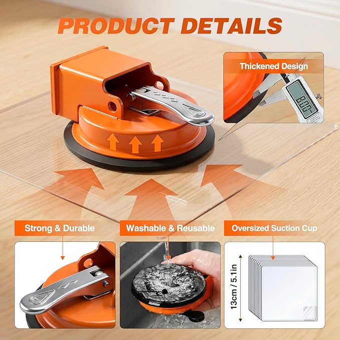 Saker Floor Gap Fixer Tool with Mallet,Laminate Floor Gap Repair Tool,Suction Cup Lifter,Floor Gap Repair Kit,for Floating Wood Floors and Moving Glasses with Sticky Pads and Gloves