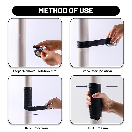 4-Pack Self Fusing Silicone Tape (40 Ft Total) - Black Rubber Tape for Auto Hose Repair & Electrical Insulation - Heat Resistant 500°F, Residue-Free & Easy-Peel Liner