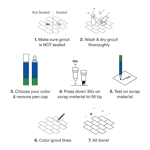 Grout Pen Ivory Tile Paint Marker: Waterproof Grout Paint, Tile Grout Colorant and Sealer Pen - Narrow 5mm, 2 Pack with Extra Tips (7mL) - Ivory