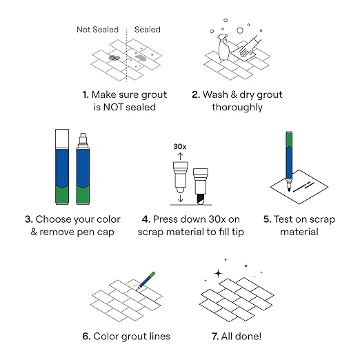 Grout Pen Grey Tile Paint Marker: Waterproof Grout Paint, Tile Grout Colorant and Sealer Pen - Grey, Narrow 5mm Tip (7mL) - 3 Pack