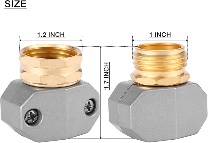 Zinc and Aluminum Male and Female Coupling, Fits All 5/8-Inch and 3/4-Inch Garden Hose Repair Fitting, 2 Pack(Female & Male)