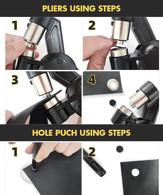 HAPDEN Grommet Tool Kit, 3/8 inch Handheld Eyelet Kit Manual Grommet Press Machine with 500 pcs 10 mm Grommets | Grommet kit for or Tarps, Fabric, Leather, Banners，Eyelet and Grommet for DIY Tarp Ring Repair and Installation