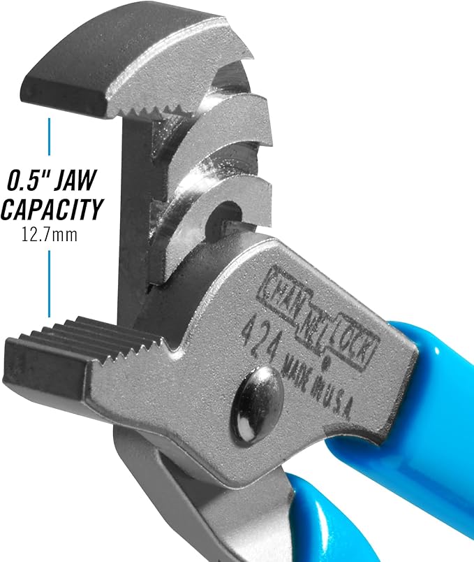 Channellock Slip-Joint Pliers 424 - Straight Jaw Tongue & Groove, Hardened Steel - 4.5 In
