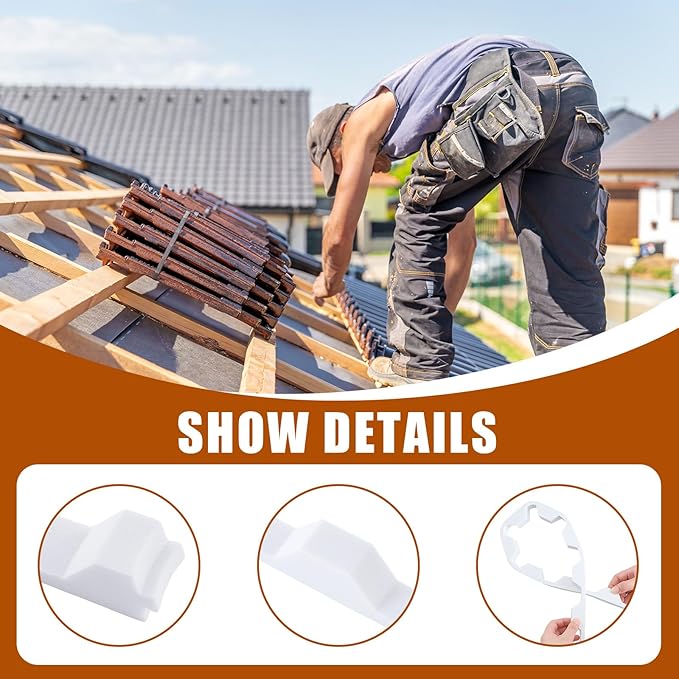 15 Pcs 3ft Long Octagonal Foam Closure Strips for Metal Roofing Standing Seam Low Rib Shallow Wave Panels Seal Ridges Mountain Joints Avoid Gaps Wind Water Dust Closed for Roof Maintenance Repair