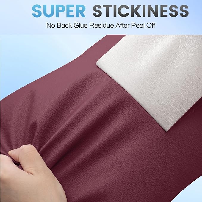 Leather Repair Patch Tape Kit, 4" x 63" Self Adhesive Leather Repair Patch for Furniture, Vinyl Leather Repair Kit for Car Seat, Chairs, Couch, Sofa, Boat Purple Red