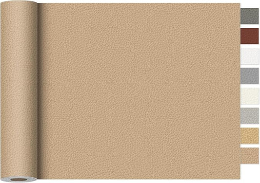 Leather Repair Tape,16 x 30 Inches Self Adhesive Leather Repair Patch，Leather Repair Kit for Furniture，Couches,Car Seats,Cabinets,Handbags(Pink Beige)