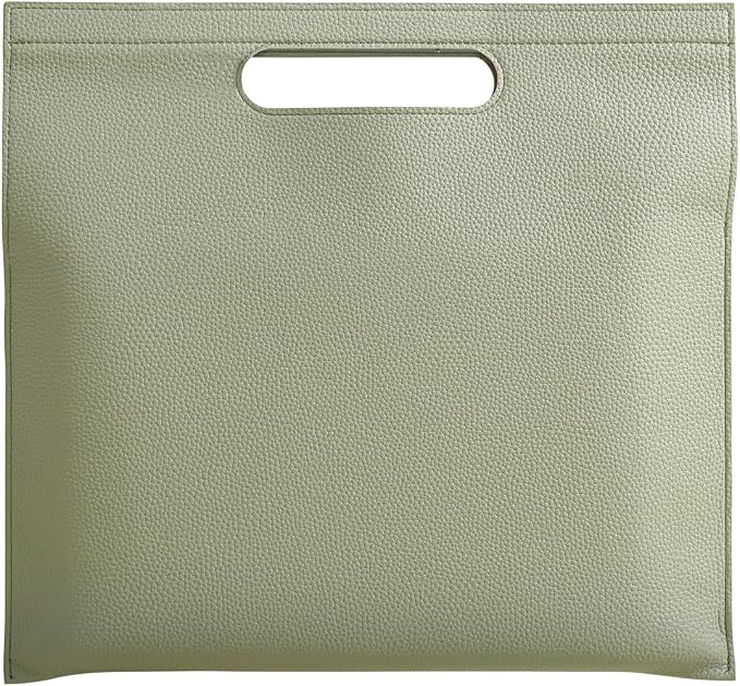 Premium PU Leather Waterproof File Folder, Easy to Clean Document Organizer, Multi-Color Options, 13.34x12.56in, Ideal for Students & Professionals (Green)