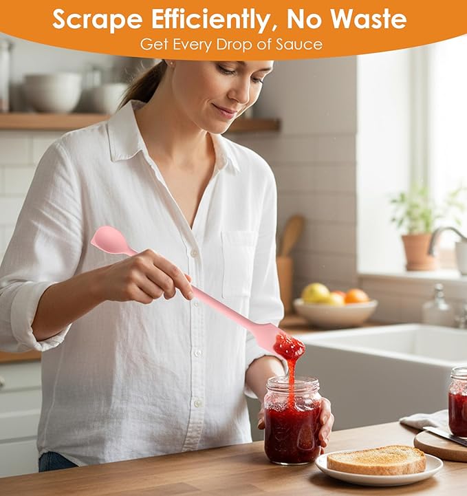 4 Pcs Small Silicone Spatulas, Dual End Mini Spatula, Multifunctional Heat Resistant Small Scrapers for Kitchen Cooking Baking, Reusable Jar Spatulas for Narrow Bottles Food Containers