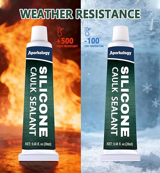 Clear Silicone Caulk Waterproof Silicone Sealant Stronger Adhesion Clear Caulk for Kitchen and Bathroom,Door, Window 0.68 fl.oz(20ml)*2