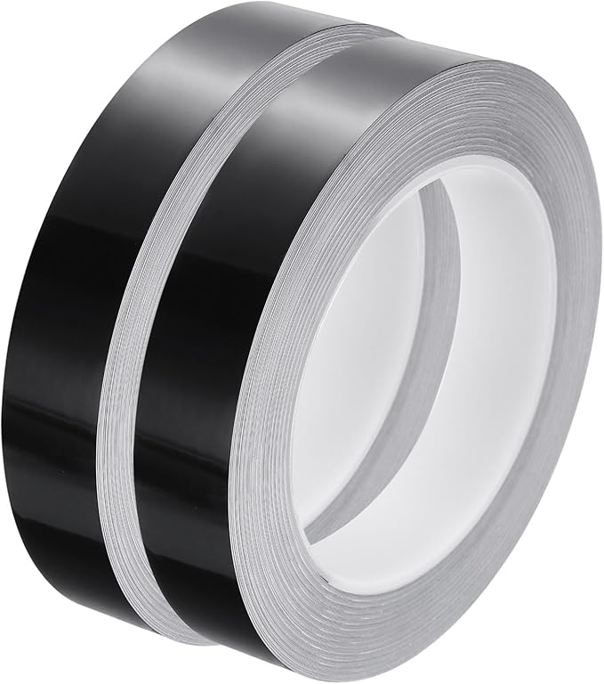 HARFINGTON 2Pcs Floor Tiles Black Foil Lines Metallic Mirror Tape 0.79" x82 Ft Ft Self Adhesive Decor Floor Wall Seam Sticker Waterproof Gap Sealing Tape for Kitchen Bathroom Cabinet