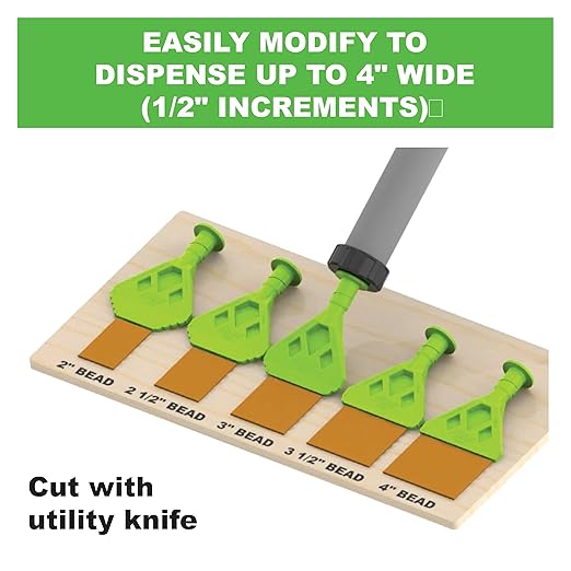 Albion Engineering Company 1018-G01 Ribbon Bead Nozzle for Dispensing Vapor and Air Barrier Sealants, Adjustable, 1/8" Thick x 2" to 4" Wide, Bright Green