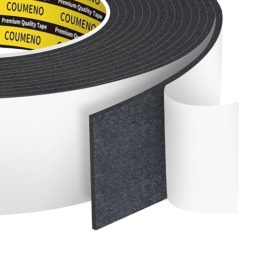 EVA Single-Sided Adhesive Black Foam Tape,2inx16.4FT Single-Sided Sealing Strip Foam Pad Sponge Tape Window Weatherproof, Self-Adhesive Insulation Sealing Tape (Black)