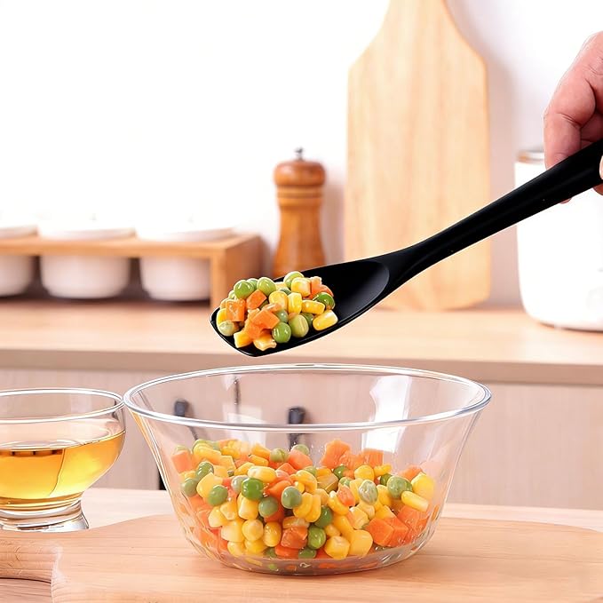2 Pcs Silicone Spatula,Heat Resistant Rubber Spoonula, Seamless Non-Stick Flexible Scrapers for Baking Mixing Tool (BLACK)