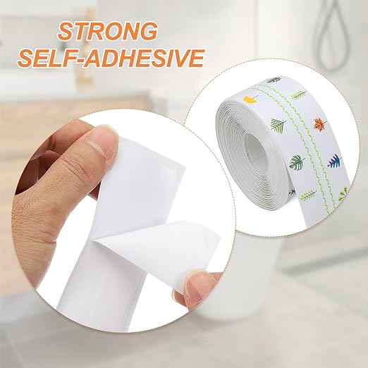 PATIKIL Caulk Tape Waterproof Self Adhesive, PVC Toilet Caulking Sealant Strip Bathtub Caulk Sealing Strip Tape for Bathroom Kitchen Countertop, Autumn Leaves (1.5 Inch x 16.4 Ft)