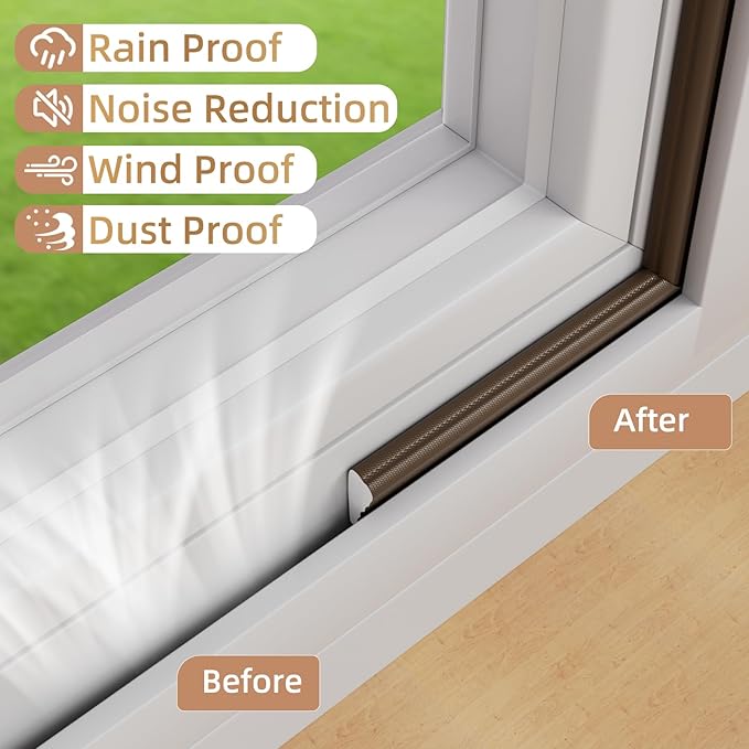 196” Wedge-Shape Foam Window Weather Stripping Door Seal Strip,Soundproofing Frame Insulation Tape for Exterior Front Door,Noise Cancelling Window Inserts,Door Gap Filler Light Blocker,Brown