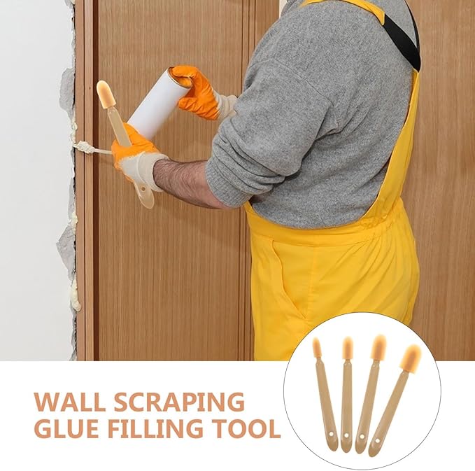 jojofuny 4-Piece Caulking Tools Set with Extended Handles Silicone and Plastic Caulk Finishing Kit for Wall Glass Seam Smoothing and Gap Filling