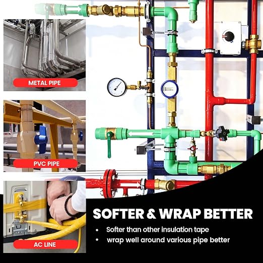 ADHES PVC Pipe Wrap Tape, 2 Inch X 35 Yds, Corrosion Protection Pipe Tape, Weatherproof PVC Tape for Drain Pipe, Metal & Electrical Piping, Underground Pipe, Yellow