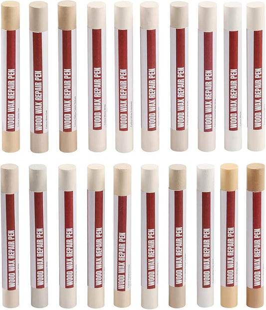 Wood Filler Sticks，20 Colors Wood Repair Wax Crayons Furniture Markers Touch up for Repairing Scratches, Scuffs, Cracks, Dings and Holes in Wood Floors, Cabinets, Furniture (Light Color Series)