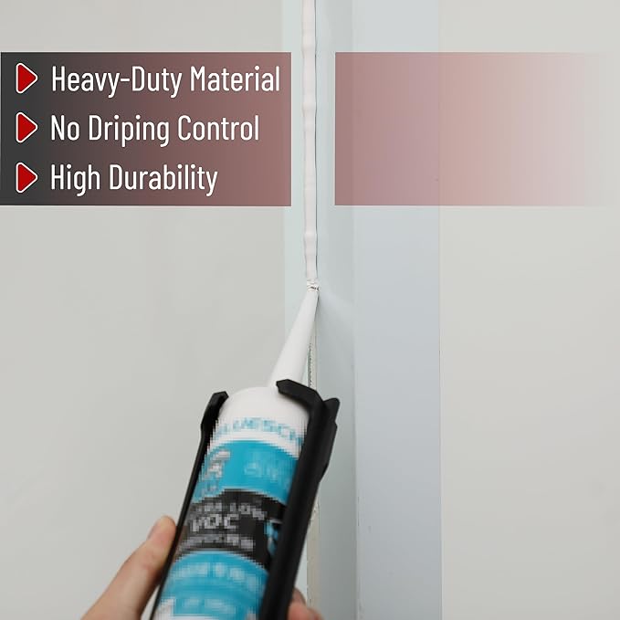 Bates- Caulking Gun Tool, 10:1 Thrust Ratio, Black & Red, 360° Rotating Plastic Barrel, Caulk Gun with Spout Cutter, Seal Puncture Tool, Built-in Scraper and Finishing Tool