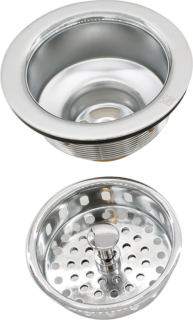 Westbrass CO2165S-05 COMBO PACK 3-1/2" Post Style Large Kitchen Sink Basket Strainer and Waste DisposalDrain Flange with Basket Strainer, Polished Nickel