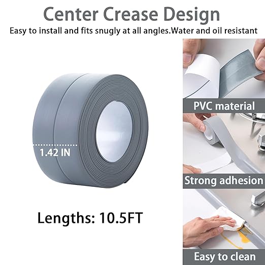 Waterproof Caulk Tape - Self Adhesive Toilet Sealer for Bathroom, Bathtub & Floor Wall Edge Protection