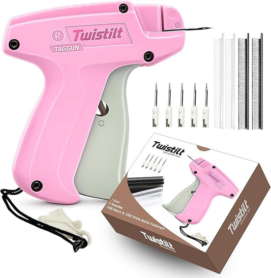 Stitch Gun for Clothes - Micro Stitch Tool for Quick Clothing Fixes & Hemming, Mini Handheld Quick Repair Sewing Gun, includes 6 Needles & 2000 Micro Fasteners (4.4mm), Works on All Fabrics (Pink)