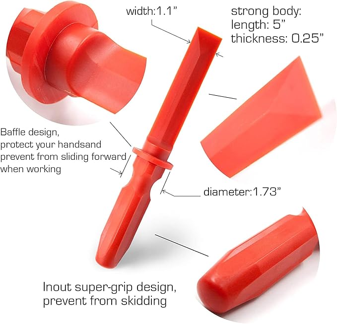 CKAuto Non-Marring Super Grip Plastic Chisel Scraper, Wheel Weight Remover,Red (Pack of 2)