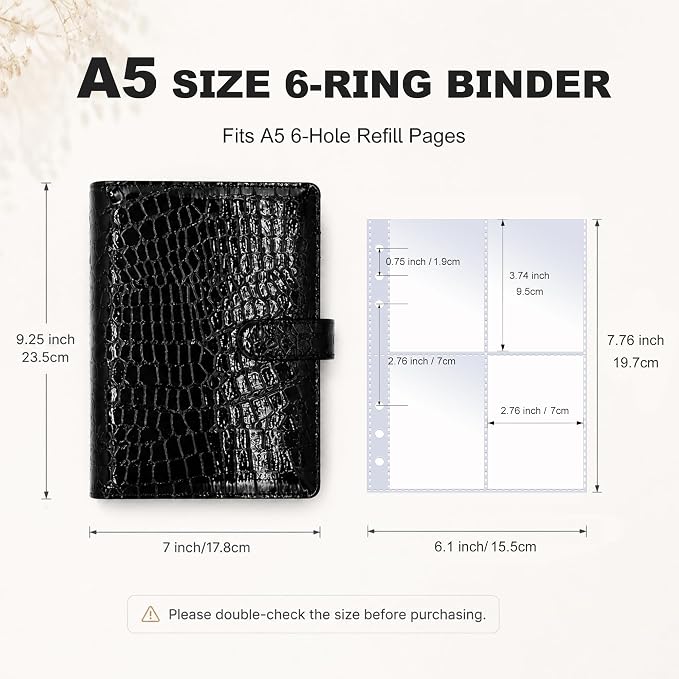 Convend A5 Kpop Photocard Binder,6 Ring Refillable Binder Album with 240 Card Slots,PU Leather Cover,Magnetic Closure for K-pop Photocards,Trading Cards, Game Cards,Black Croc Textured