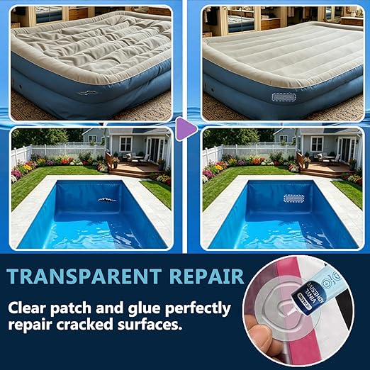 Air Mattress Patch Kit, Heavy Duty Inflatable Repair Kit for Air Mattress, Bounce House, Inflatable Toys, PVC Boat, Tent, Swimming Ring, UV- Resistant Waterproof TPU Pool Repair Glue, Heavy Duty