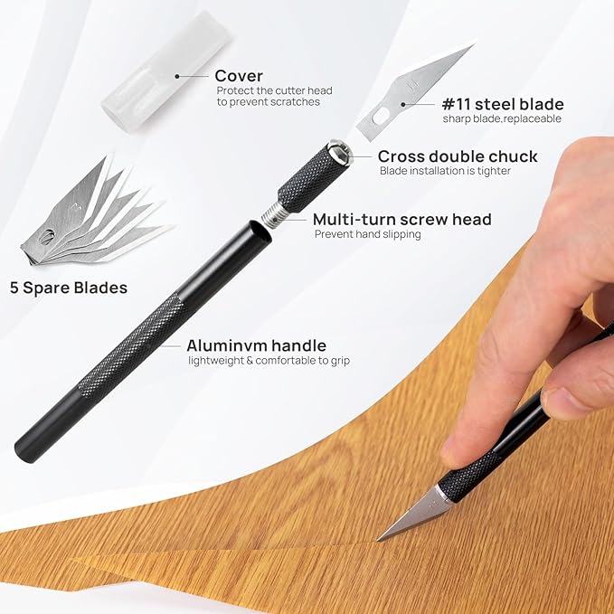NEWISHTOOL Wallpaper Smoothing Tool Kit, Wallpaper Tools for Applying Peel and Stick Contact Paper Vinyl Film, Includes Big Smoothing Squeegee, Felt Scraper, Edge Tucking Stick, Craft Knife & Blades