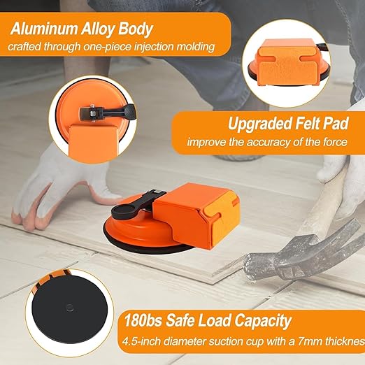 Floor Gap Fixer Tool, Laminate Flooring Tools, Enhanced Vacuum Suction Cup & 6 PCS Sticky Pads for Laminate, Wood, Tile, Vinyl Floor Gap Repair Tool - Durable, Compact, & Efficient Flooring Tools