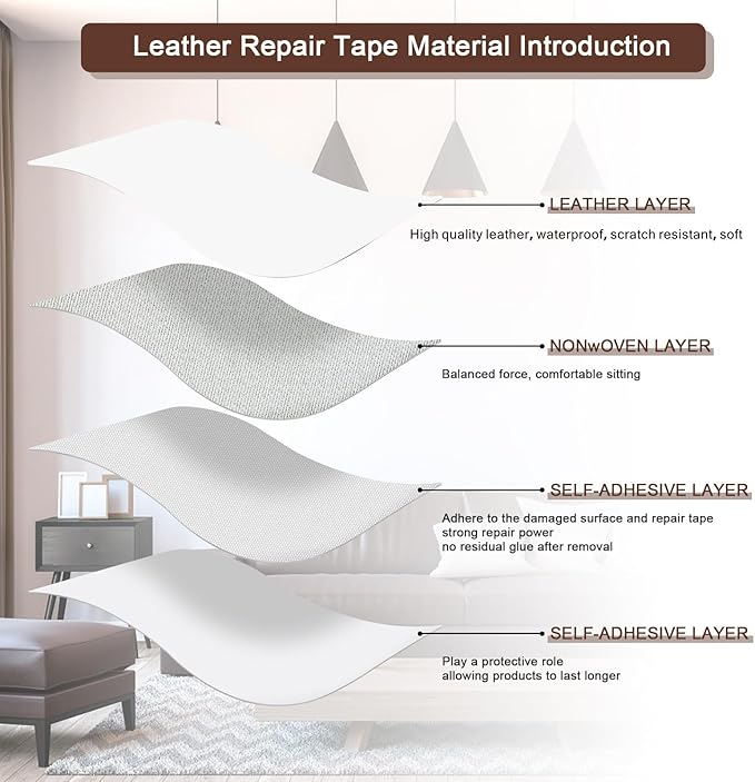 JDLUGH Sofa Leather Repair Patch Tape 8.2x11 Inch2PCS Large Self Adhesive Leather Sofa, Car Seat, Leather Furniture, Vinyl Repair Patch Kit (8.2x11 Inch, White1.0)