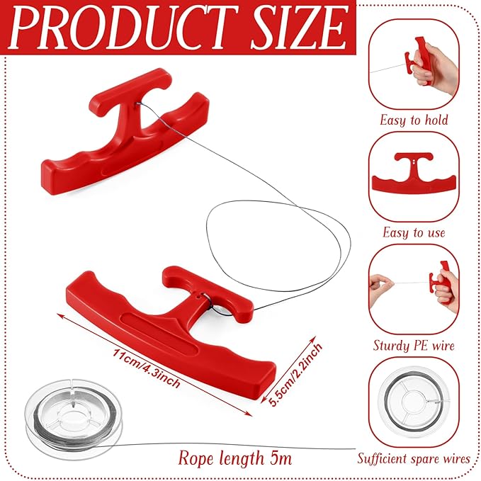 Therwen Car Emblem Removal Tool Wrap Tools Plate Line Badge Remover Car Surface Emblem Removal Kit with Extra 5M PE Cables for Vehicle Window Film Installation (Red)
