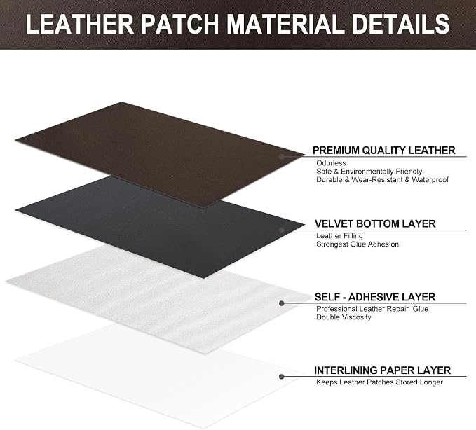 Self Adhesive Leather Repair Patch, Leather Patches for Furniture, Leather Repair Tape for Couch Sofa Car Seat Chair Furniture Repair, Leather Repair Kit (Dark Brown-Fine Grain, 17X79 Inch)