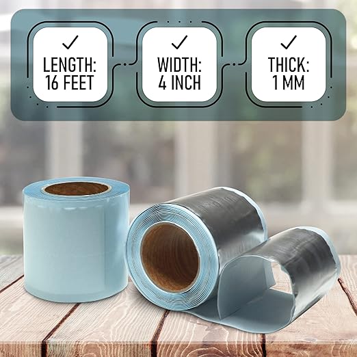 NOON'S UP Super Butyl Tape 16 Feet (Length) / 4 Inch (Width) / 1mm (Thickness) - Butyl sealant Tape, RV, Leak Proof for RV Repair, Pipe, Concrete, Steel Surface (Pack of 1)