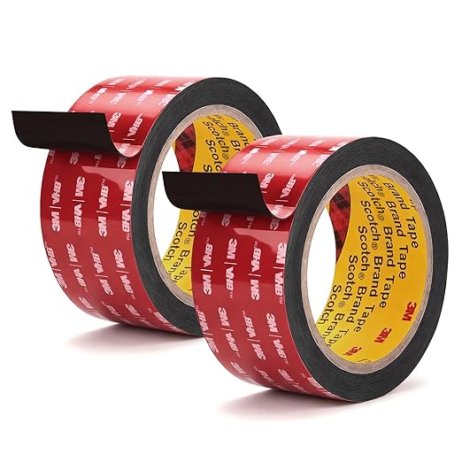 3M Double Sided Tape 2"×16.4ft 5925 Black Mounting Tape Heavy Duty Waterproof Foam Tape Strong Adhesive for RV LED Strip Light Décor(2 Pack)
