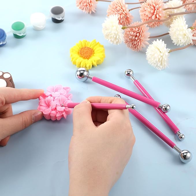 4 Pcs Caulking Ball Tool Kit Double Ended Dotting Tools Joint Grout Repair Metal Embossing Clay Tools for Tile Finishing DIY Crafts