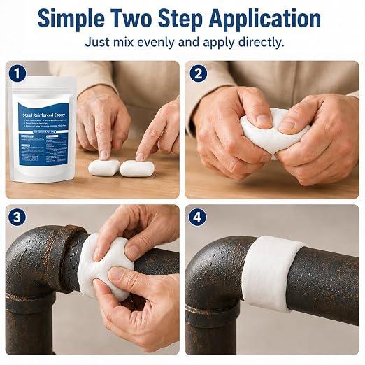 Steel Reinforced Epoxy Putty,Strong Clay Iron Adhesive,Waterproof 2-Part Repair Clay,High Strength Epoxy Clay,Multi-Purpose Filler Putty for Cracks Holes Pipes, Drillable Sandable Paintable (2PCS)