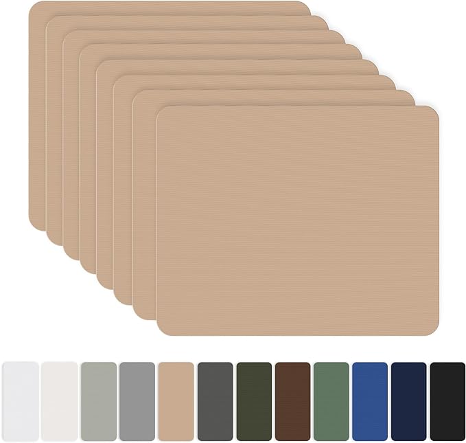OAZ 8 Pieces 7.87 x 5.9 inch Nylon Fabric Patch Self-Adhesive Nylon Repair Tape Waterproof Lightweight Outdoor Gear Repair Patch Kit for Clothing Tent Bag (Khaki)