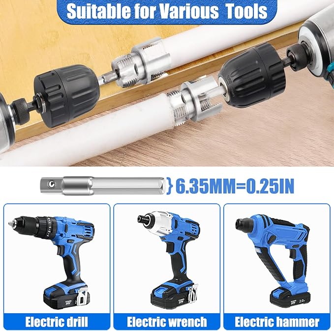 3PCS 1/2" 3/4" 1" PVC Pipe Threader, Internal & External Pipe Thread Cutting Tool, 4 in 1 Water Pipe Wrench, Plastic Pipe Threading Tool for Electric Drill Compatible Repair Plumbing Projects DIY Home