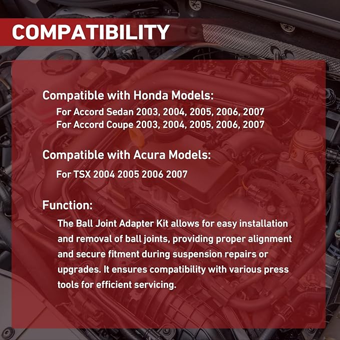 Ball Joint Adapter Kit Compatible with Honda Accord Sedan 2003 2004 2005 2006 2007 Accord Coupe 2003 2004 2005 2006 2007 Acura TSX 2004 2005 2006 2007