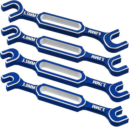 4PCS RC Wrench 3.0/3.2/3.5/3.7/4.0/5.0/5.5/6.0mm Turnbuckle Nut Ball Joint Remover RC Repair Tool for RC Crawler Car Boat Upgrade Parts, Blue